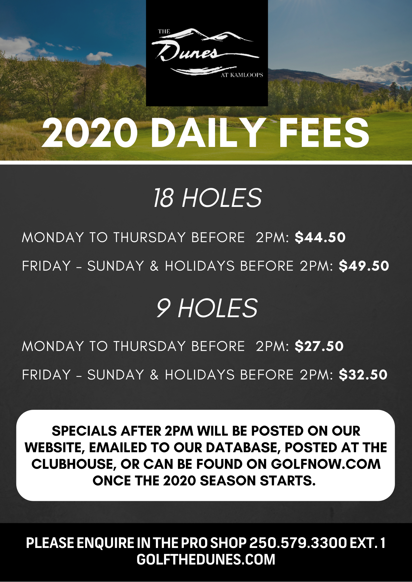 2019 Green Fees Kamloops Resident The Dunes at Kamloops